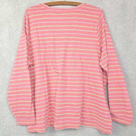 SONOMA The Everyday Tee Womens 1XP Pink Stripe V-Neck Long Sleeve Shirt Layer - Picture 2 of 6